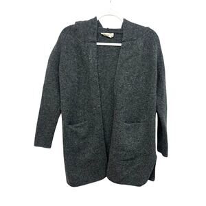 Wool Hooded‎ Coatigan XS Charcoal Longline Pockets Minimalist Aritzia TNA Quiet
